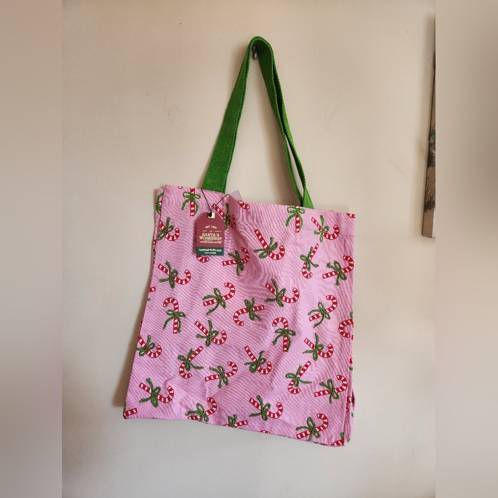 Christmas reusable tote bag candy canes nwt